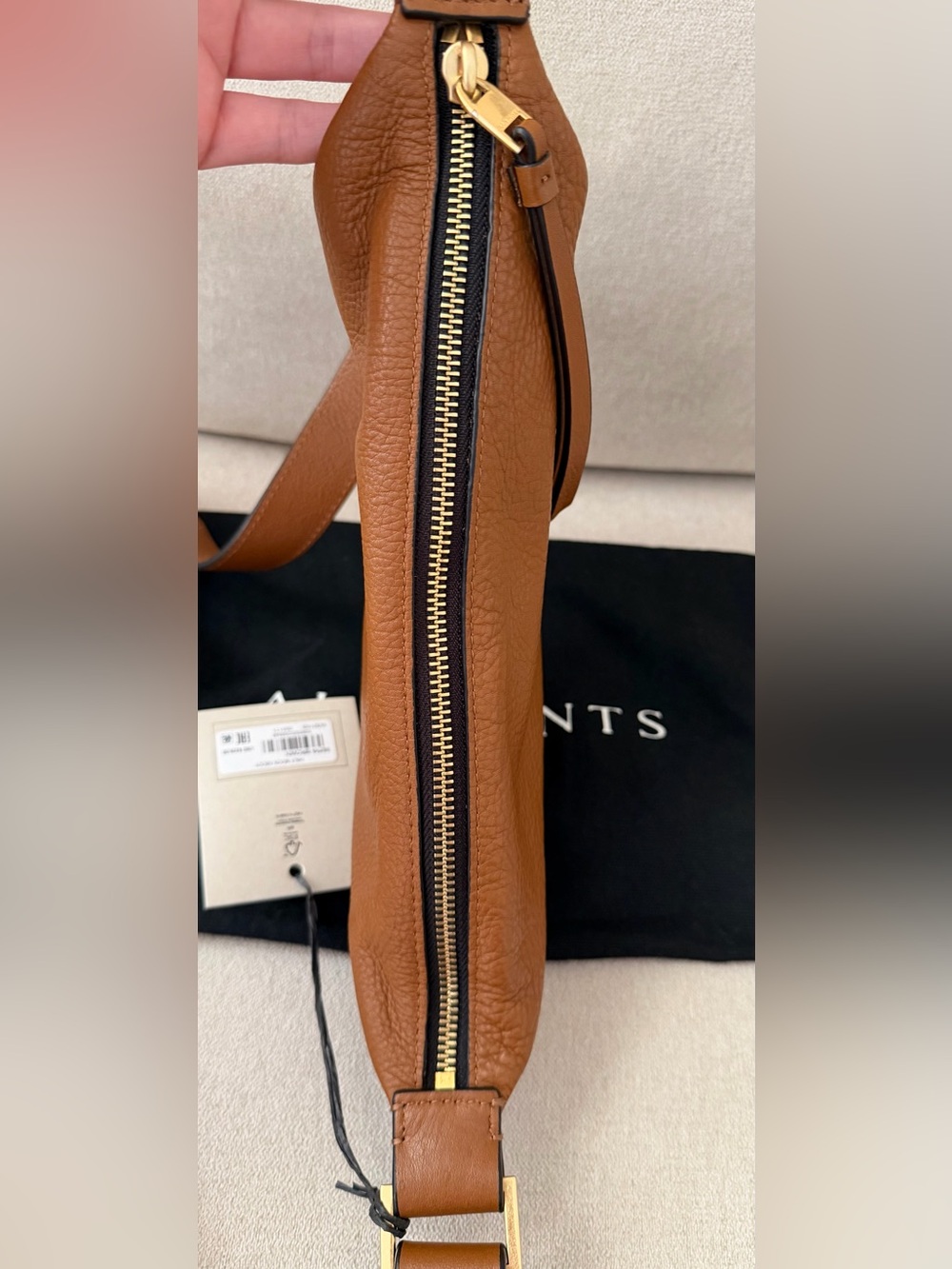 All Saints Half Moon Leather Crossbody - Sepia Brown - Picture 7 of 13